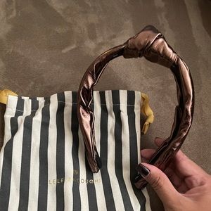 BRONZE FAUX LEATHER KNOTTED HEADBAND